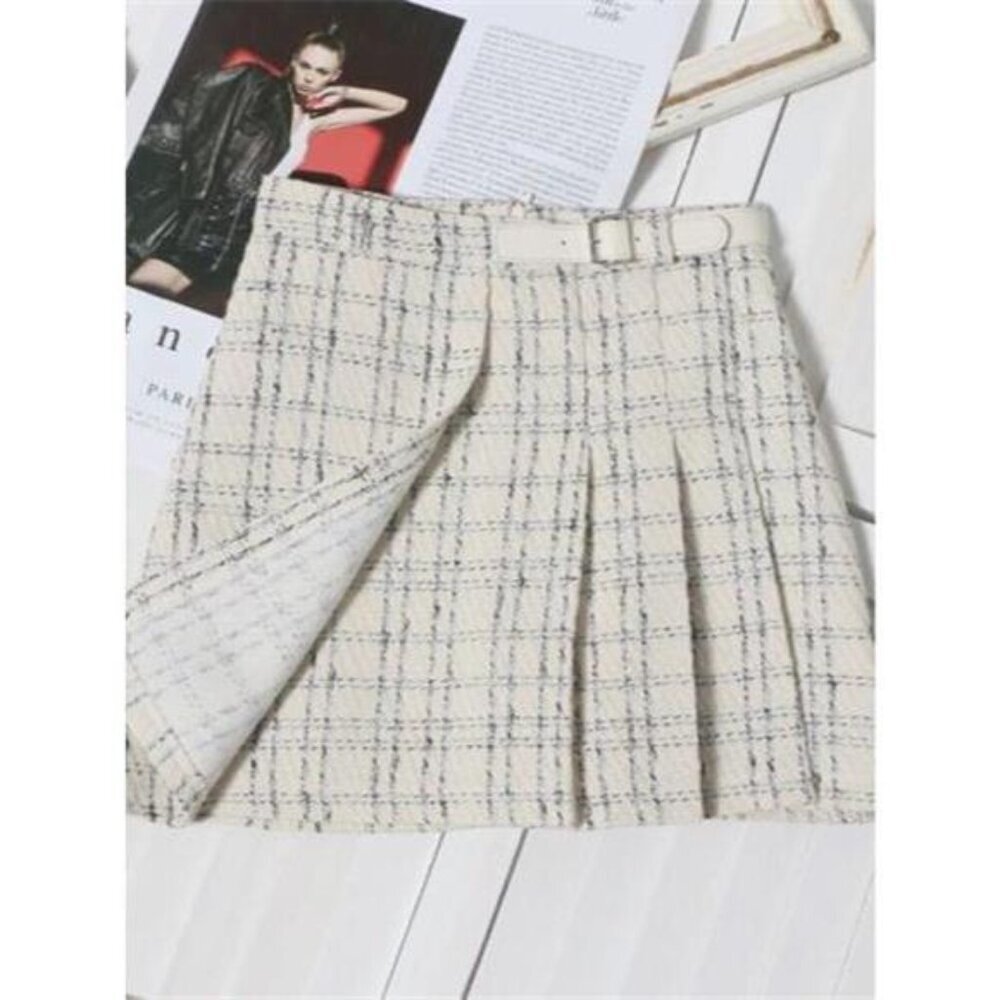Pleated Plaid Mini Skirt